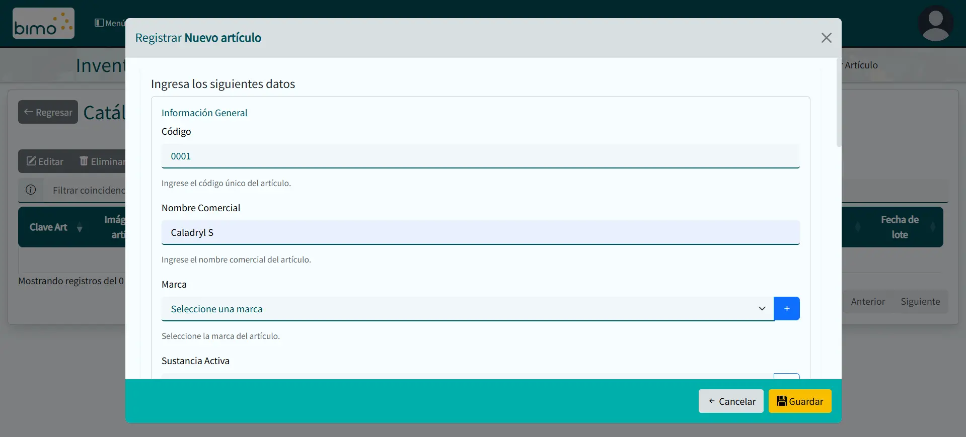 Sistema de Gestión de Inventario ERP - Imagen Sistema de Gestión de Artículos