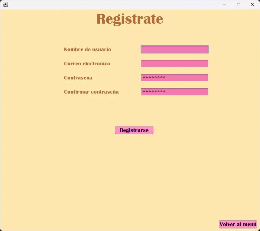 Lotería mexicana - Pantalla de Registro